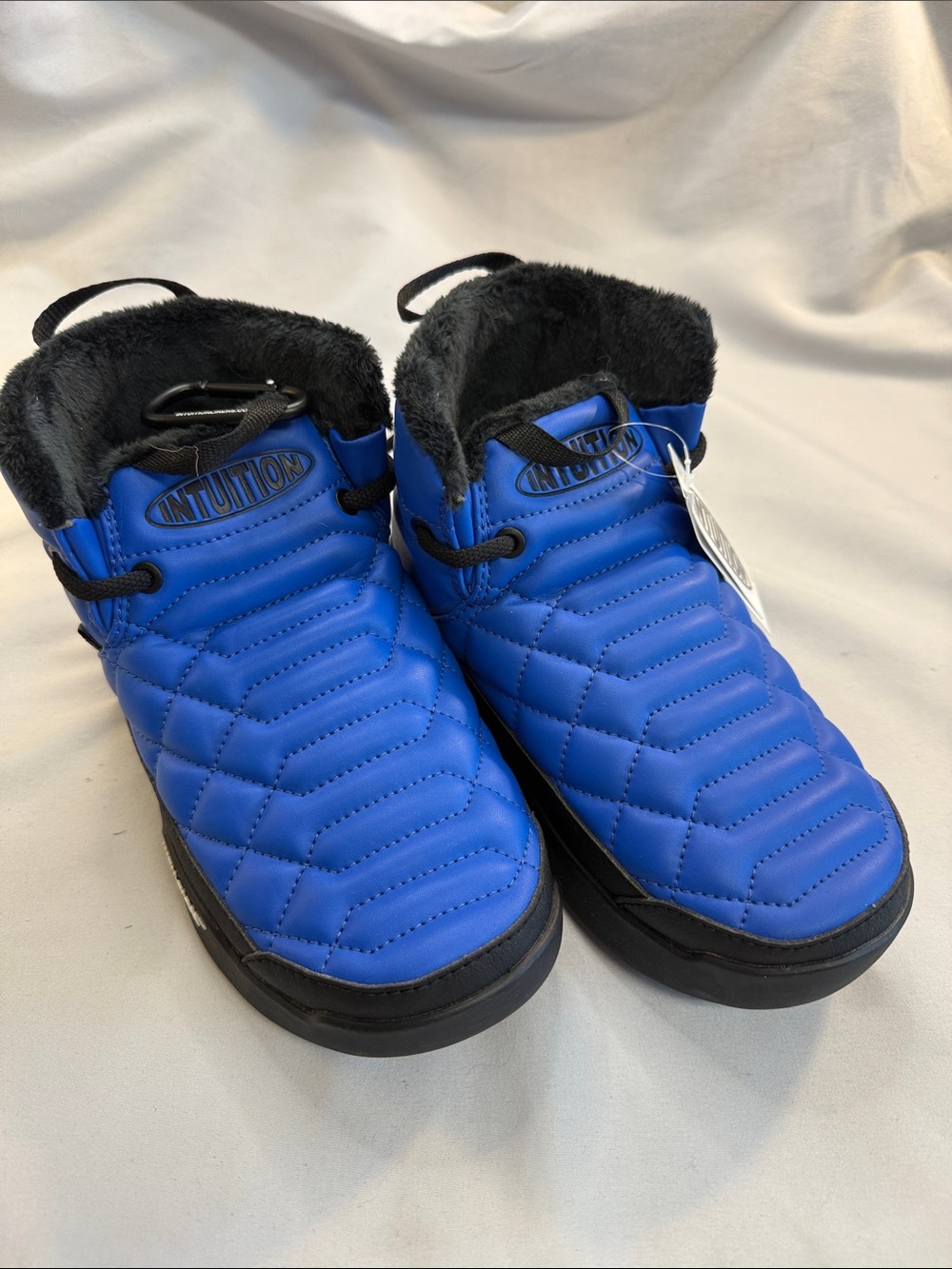 Intuition - NWT - Kids Blue Quilted Winter Boots with Black Plush Lining